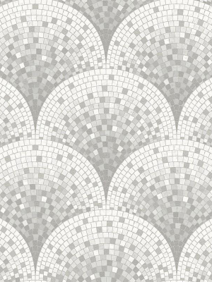 Bella Textured Tile Effect Wallpaper In Pearl And Grey By Bd Wall