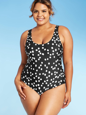 Women's Over The Shoulder Dot Modern One Piece Swimsuit - Kona Sol™ Black