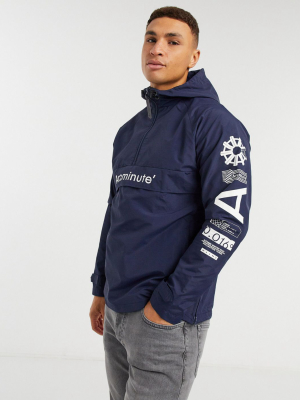 Arcminute Printed Pullover Windbreaker In Navy