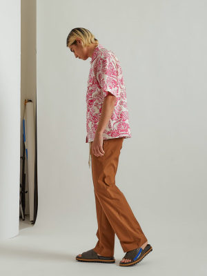 Drawstring Darted Trousers In Cigar Brown