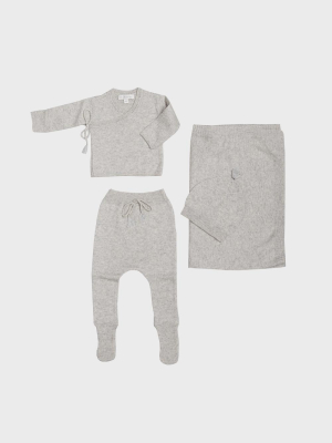 Belle Enfant Wrap Top With Leggings, Tassel Hat & Blanket - Silver Grey Marl