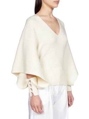 Lanvin Cut-out Sleeve Rib Knit Jumper