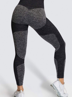 Spacedye Ribbed Colorblock Seamless Active Yoga Leggings