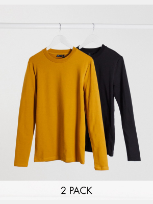 Asos Design Muscle Fit Long Sleeve T-shirt 2 Pack