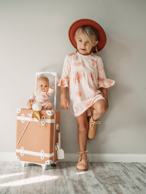 Organic Ruffle Dress - Pink Sand