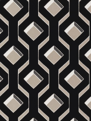 Chareau Flock Wallpaper In Noir From The Mandora Collection By Designers Guild