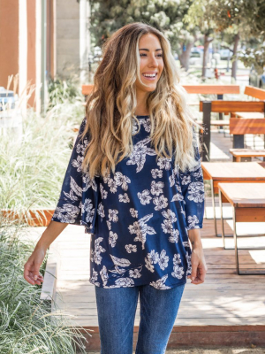 Austin Top - Navy Floral