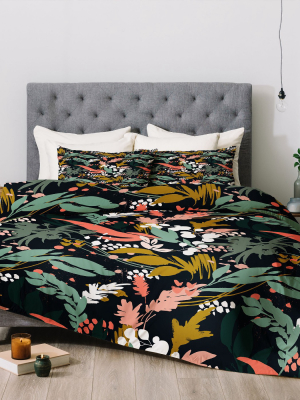 Marta Barragan Camarasa Brushstrokes Leaves Of Nature Comforter Set - Deny Designs