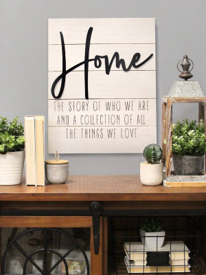 15.75" X 20" "home" Wall Decor White - Stratton Home Décor