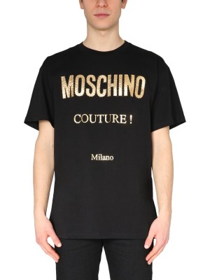 Moschino Metallic Logo Printed T-shirt