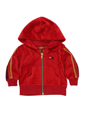 Baby Velour Hoodie - Red
