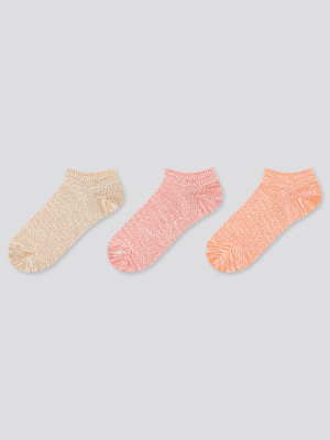 Women Slub Pique Short Socks (3 Pairs)