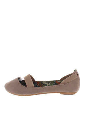Standouts16a Nude Faux Suede Elastic Flat