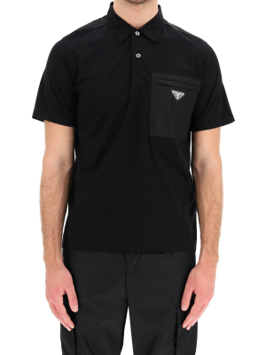 Prada Triangle Logo Pocket Polo Shirt