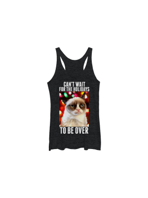 Women's Grumpy Cat Christmas Holidays Over Racerback Tank Top