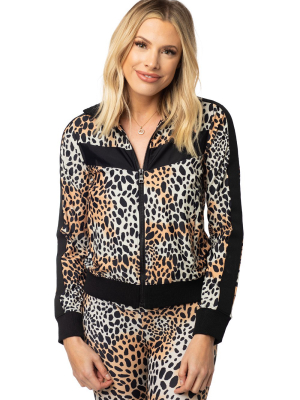 Buddylove Vonn Elastic Long Sleeve Zip Up Jacket - Cheetah