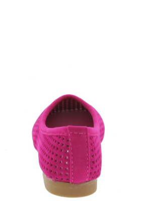 Lauren44k Fuchsia Perforated Kids Flat