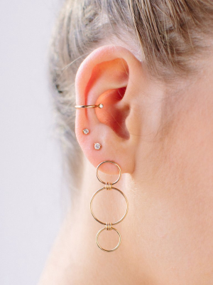 14k Mixed Triple Circle Earrings