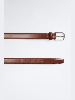 Topstitched Leather Belt