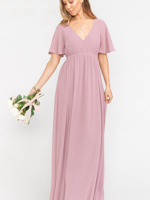 Emily Empire Maxi Dress ~ Antique Rose Chiffon