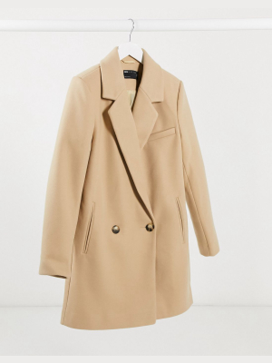 Asos Design Boyfriend Coat In Camel