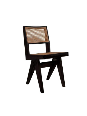 Pierre Jeanneret Hand Caned Side Chair - Black