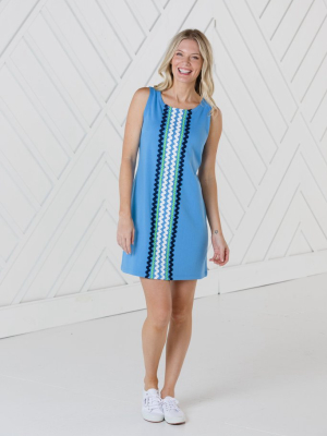 Marina Sleeveless Shift Dress With Ric Rac