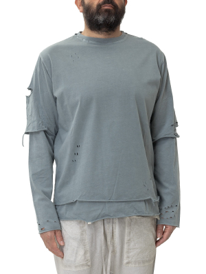 C2h4 Distressed Layered Long-sleeve T-shirt