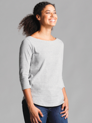 Brenda Boat Neck Top Light Grey