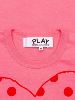 Comme Des Garcons Play Pastelle Polka Dot Logo T-shirt - Pink