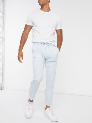 Topman Pants With Elasticated Waistband In Light Blue