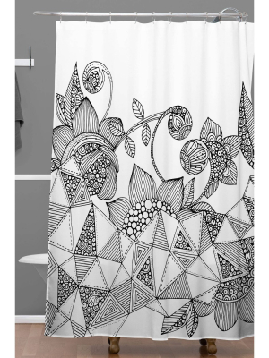 Valentina Ramos Triangle Flowers Shower Curtain Black - Deny Designs