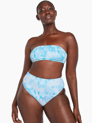 Mila Bandeau Top - Cyan Tie Dye Ecotex