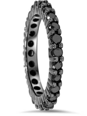 Pompeii3 1ct Black Diamond Eternity Wedding Ring 14k Black Gold