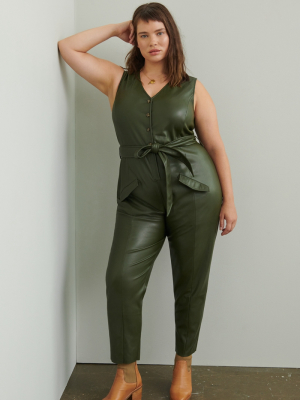 Adrian Faux Leather Jumpsuit