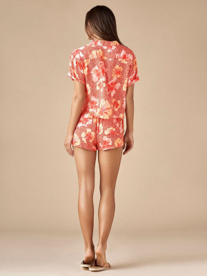 Celeste Hibiscus Geo Shirt In Sante Fe Red