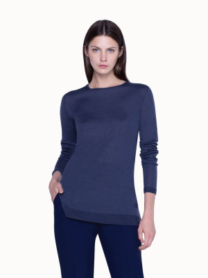 Knitted Tunic In Cashmere Silk In Fine Gauge With Side Slits