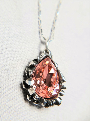 Pear Cut Rose Peach Pendant