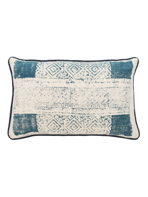 Abena Lumbar Throw Pillow Blue/cream - Safavieh