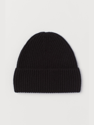 Rib-knit Wool Hat