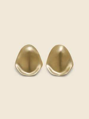 Smooth Oval Large Stud Earrings - Brass