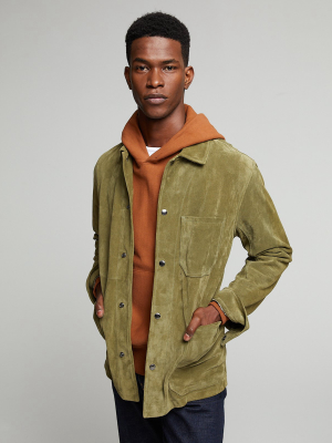 Italian Suede Chore Coat In Forest Green