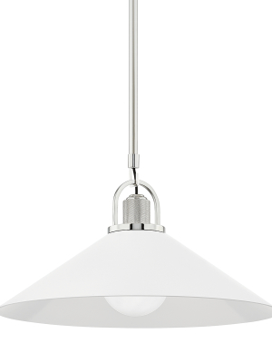 Hudson Valley Lighting Syosset Pendant - Polished Nickel & White