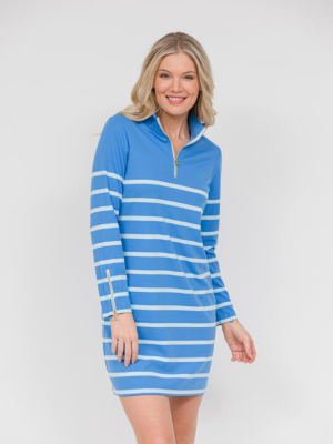 Marina & Glacier Stripe Zip Front Dress