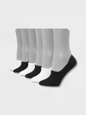 Hanes Performance Women's Extended Size Lightweight 6pk Liner Athletic Socks - Black/white 8-12