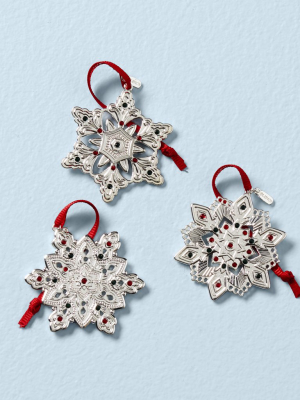 Mini 3-piece Metal Snowflake Ornament Set