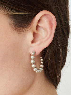 Standard Platinum Pearl Holly Hoop Earrings