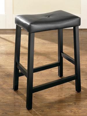 Set Of 2 24" Upholstered Saddle Seat Counter Height Barstools Black - Crosley