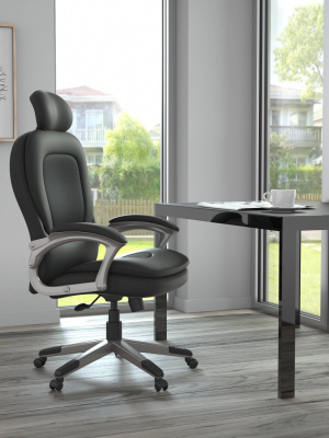 Executive Pillow Top Chair With Headrest Black - Boss Office Products