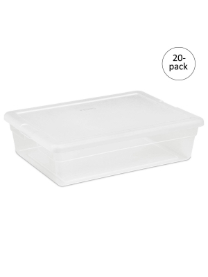Sterilite Single Lidded 28 Quart Clear Storage Tote Container 1655 (20 Pack)